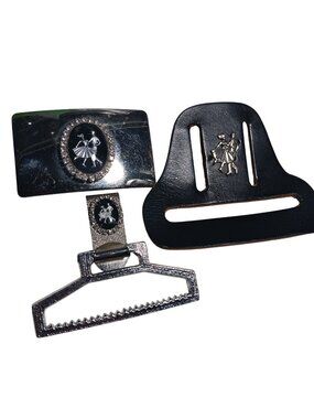 Vintage SQUARE DANCE WESTERN COWBOY BUCKLE &amp; HANKY SASH CLIP FITS 1.5"